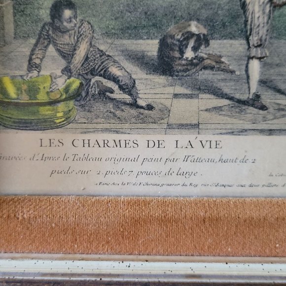 Vintage Framed Print Les Charmes De La Vie Engraving, French Art, French Decor - Picture 3 of 8